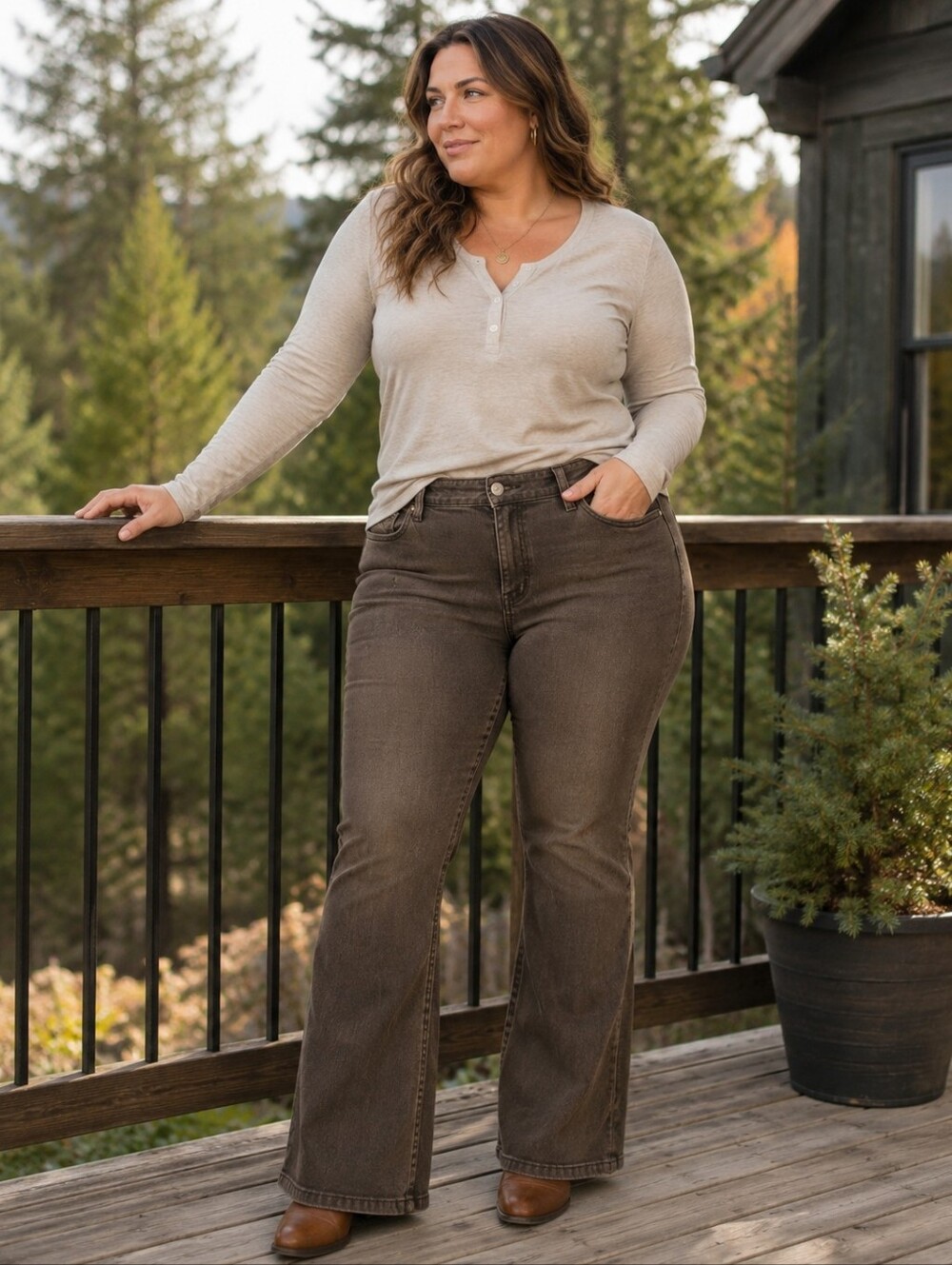 Eddie Bauer Premium Denim Tan Bootcut Pants